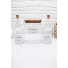 Ahşap Kapaklı 2000ML Toz Deterjan ve 1000ML Sıvı Deterjan Şişesi