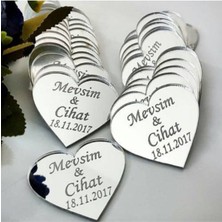 3 cm Kalp Pleksi Ayna Etiket, Söz ve Nişan Süsleme, 10 Adet