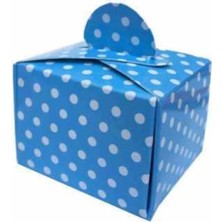 Mavi Karton Lokum Kutusu, Puantiyeli, 50'li Paket