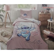 Tek Kişilik Disney Lisanslı Lastikli Çarşaf Çocuk Nevresim Takımı Mint Stitch Aloha