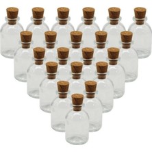 Teknotrust Beyaz Cam Şişe, 25 Cc, Mantar Tıpalı, 10 Adet, Şık ve Kullanışlı Set