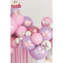 Teknotrust Renkli 60'lı Kelebekli Parti ve Pasta Süsü, Eğlenceli ve Şık Dekorasyon Seti