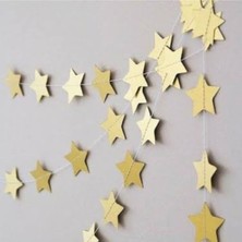 Teknotrust Parlak Altın Renkli Yıldız Sarkıt Süs Ipi, 4 Metre, Şık ve Işıltılı Dekorasyon.