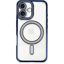 Emos Avm iPhone 16 Plus Kılıf Joke Simli Magneticsafe Kılıf - Lacivert