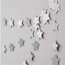 Yıldız Sarkıt Süs Ipli Metalize Gümüş Renk 4 Metre Parlak Dekoratif Aksesuar