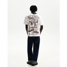 Unisex Oversize Baskılı Tshirt - Beyaz
