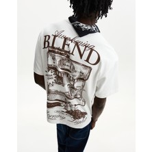 Unisex Oversize Baskılı Tshirt - Beyaz