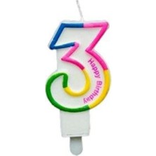 Teknotrust Renkli 3 Rakam Mum, Doğum Günü Partisi Için Eğlenceli ve Şık Pasta Malzemesi