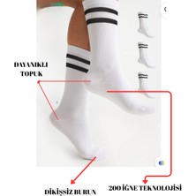 Doğal Bambu Ter Emici Yumuşak Doku Siyah Çemberli Beyaz Unisex Tenis Çorap