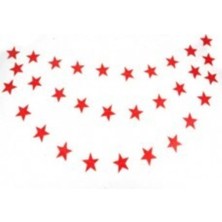 Kırmızı Metalize Yıldız Sarkıt Süs 4 Metre, Şık ve Parlak Dekoratif Obje