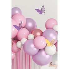 Teknotrust 60'lı Pembe Mor Kelebekli Parti ve Pasta Süsü Seti, Renkli ve Eğlenceli Dekorasyon