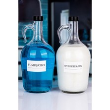 Şişe Iki Parça Cam Deterjan Yumuşatıcı 1.5l Siyah Kapak