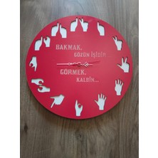 Işaret Dili Temalı // Kişiye Özel Isim Veya Söz Yazılı Duvar Saati 05487