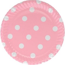 Teknotrust Pembe Puanlı 23 cm Kağıt Tabak, 8'li, Şık ve Kullanışlı Sunumlar Için