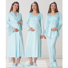 Mecit 5355 Turkuaz Lohusa Sabahlık Pijama Gecelik Takım
