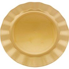 Teknotrust Şık 22 cm Altın Tonlu Sert Plastik Tabak, 6 Kişilik, Kullan-At, Zarif ve Pratik.