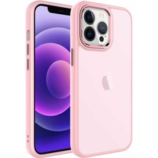 iPhone 13 Pro Max Uyumlu Buzlu Sert Pc Tknc May Kapak-Pembe Açık