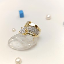 Bitişik Alyans Tek Taşlı Yüzük 14 Ayar Altın Hd Videolu