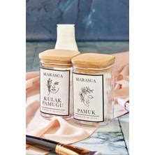 Ahşap Kapaklı 2'li Kulak Pamuğu ve Pamuk Organizeri, 250 Ml, Beyaz