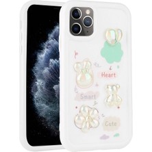 iPhone 11 Pro Max Uyumlu Kabartma Figürlü Parlak Tknc Toys Silikon Kapak-Beyaz