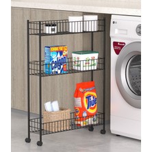 Tekerlekli 3 Katlı Çok Amaçlı Dar Alan Düzenleyici Siyah