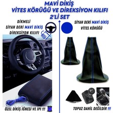 Suzuki Swift Uyumlu Dikişli Siyah Deri Oto Direksiyon Kılıfı ve Vites Körüğü  2'li Set