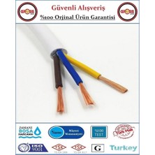 Gross AVM 3x1.5 Ttr Elektrik Kablosu - Uzatma Ara Kablo - 2 Metre