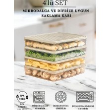 Buzdolabı ve Mikrodalga Saklama Kabı / Organizeri Krem 4 Adet ( 4 x 2800ML )