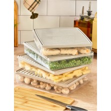 Buzdolabı ve Mikrodalga Saklama Kabı / Organizeri Krem 4 Adet ( 4 x 2800ML )