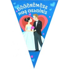 Teknotrust Renkli Düğün Hoşgeldiniz Flaması 15X24 Cm, 10'lu Set, Kutlama Süsleri