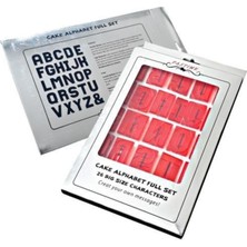 Kırmızı Renkli Büyük Harfler Alfabe Şeker Hamuru Baskı ve Transfer Seti