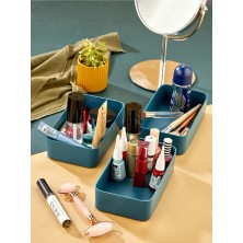 Turkuaz Makyaj Düzenleyici Kutu  - Şık ve Pratik Organizasyon Çözümü 25X15X10 cm 3'lü Set