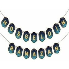 Teknotrust Lacivert Yaldızlı Ramazan Banner, Şık ve Parlak Dekorasyon Süsü