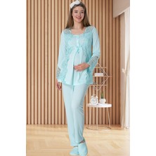 By Mecit 5015 Turkuaz Lohusa Pijama Takımı
