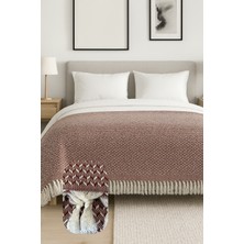 Ilmeki Armürlü Yatak Örtüsü / Pike / Koltuk Örtüsü – Düğüm Saçaklı – Yıkanmış Dokulu – 200X210 cm