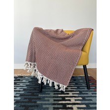 Ilmeki Armürlü Yatak Örtüsü / Pike / Koltuk Örtüsü – Düğüm Saçaklı – Yıkanmış Dokulu – 200X210 cm