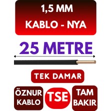Öznur 1,5 mm Nya Kablo Metre Seçenekli (Siyah)