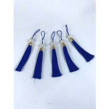 Teknotrust Mavi Gold Kapaklı Incili Püsküllü Saks 5'li, 12 Cm, Partiye Hazır