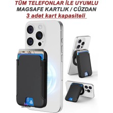 Tüm Telefonlar ile Uyumlu Standlı Magsafe Mıknatıslı Kartlık Cüzdan Pc Karbon