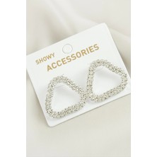 Oval Suyolu Taşlı Küpe