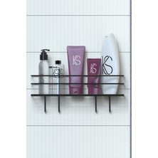 Siyah Yapışkanlı 4 Kancalı Çok Amaçlı Banyo ve Mutfak Rafı