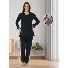 Dvina Effortt Lohusa Pijama Takımı Lacivert - 4042
