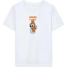 Kız Labubu Çocuk Baskılı T-Shirt - Beyaz