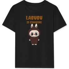 Kız Labubu Çocuk Baskılı T-Shirt - Siyah