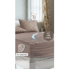 Sıvı Geçirmez Kapitoneli Tek Kişilik Yatak Alezi Açık Kahverengi 120X200
