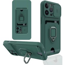 Emos Avm iPhone 13 Pro Kılıf Zuma Kartvizitli Yüzüklü Silikon - Yeşil