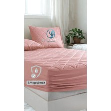 Sıvı Geçirmez Kapitoneli Battal Boy Yatak Alezi Pudra 220X200