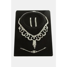 Kalp Taşlı Lüks Set Kolye