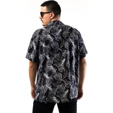 Black Leaf Desen Büyük Beden Erkek Gömlek – Desenli Renkli Rahat Kesim Viskon