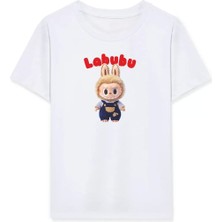 Kız Labubu Çocuk Baskılı T-Shirt - Beyaz